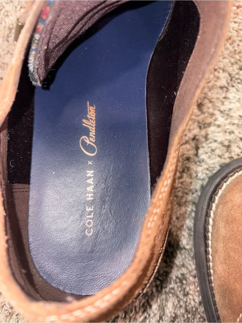 Cole Haan x Pendleton LunarGrand Wingtip Oxford Brown Suede Plaid Men’s Size 10